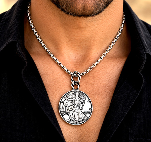 Collana moneta aquila - , argento