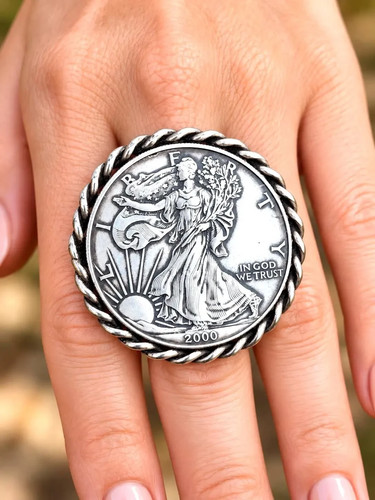 Anello argento 999 vera - , moneta
