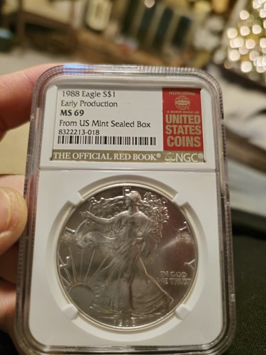 1988 silver eagle ngc - ngc, ms69